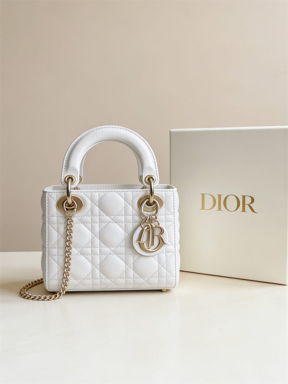 Mini Lady Dior Bag White Cannage Lambskin